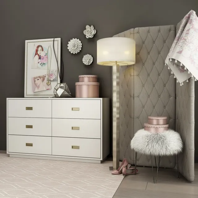 furniture – Wide Comod Restoration Hardware Avalon Waxed White 3D Model