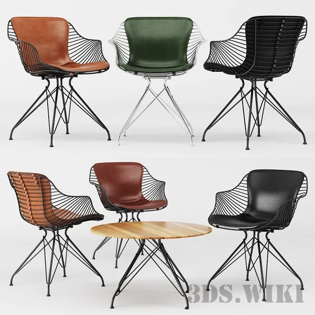 furniture – Wire coffee table and chairs 3D Model furniture – Wire coffee table and chairs 3D Model