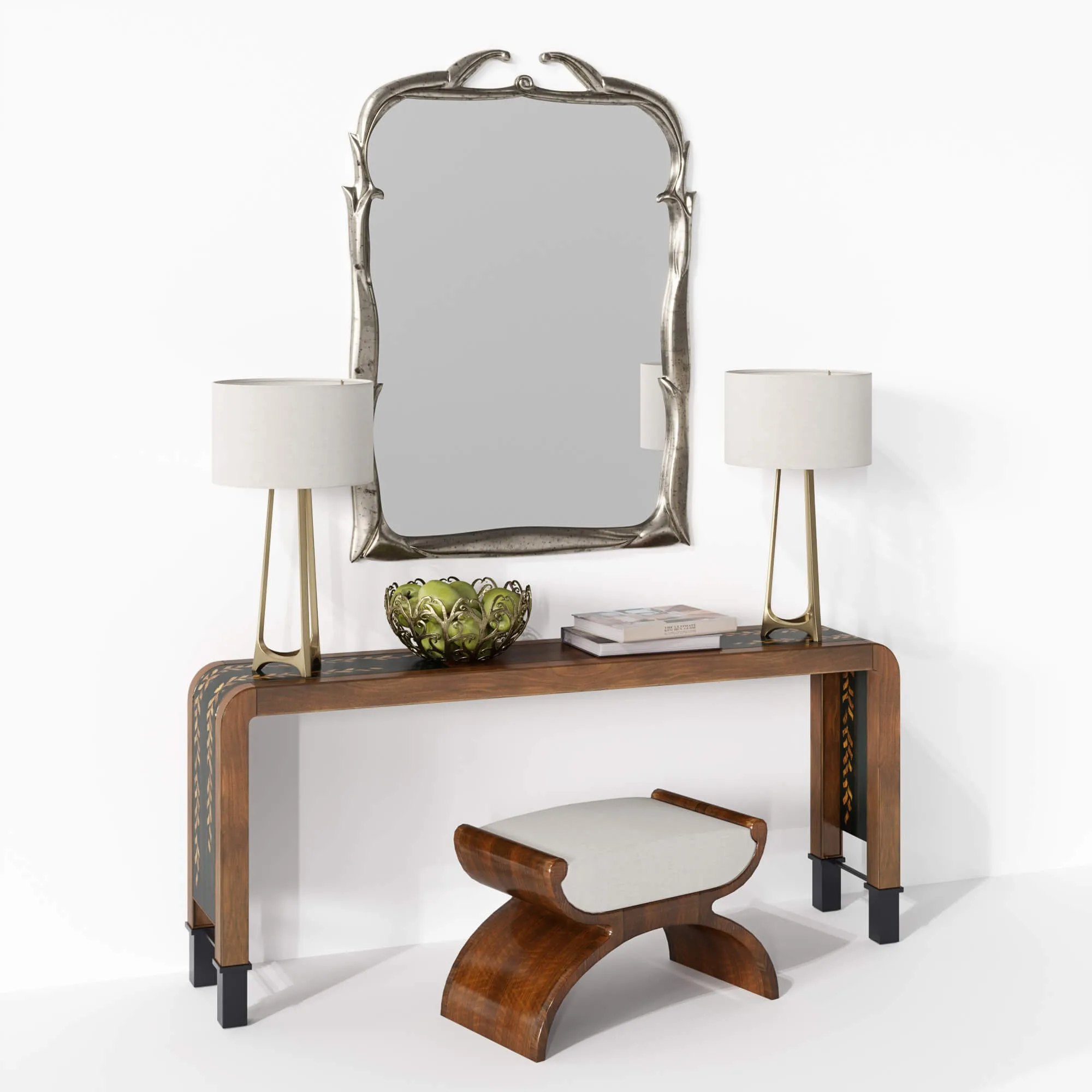 furniture – Wisteria Long table by Bill Sofield with decor  Baker furniture 3D Model