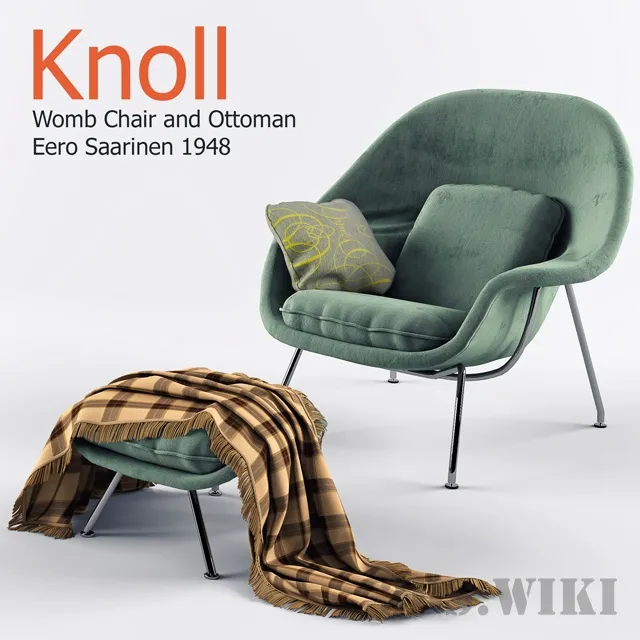 furniture – Womb Chair Knoll  with ottoman 3D Model