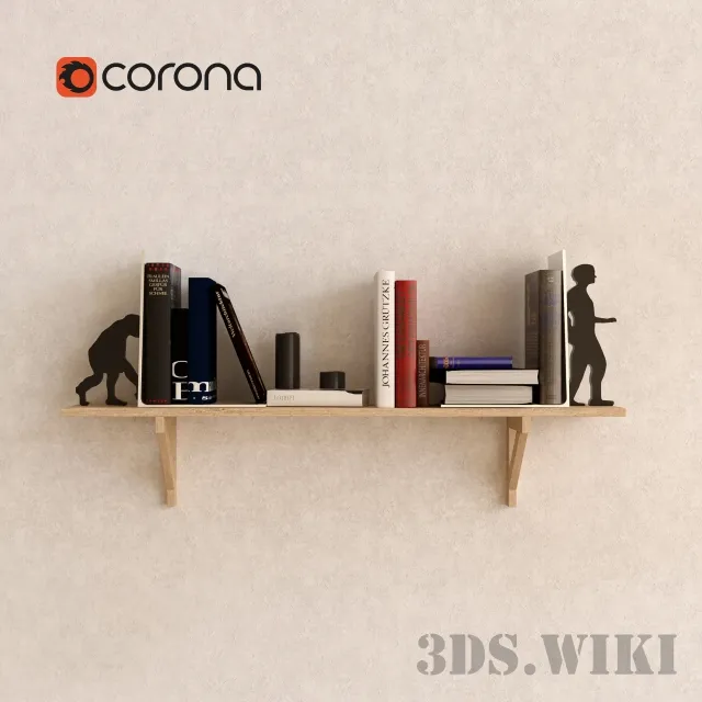 furniture – Wood shelf with books 3D Model furniture – Wood shelf with books 3D Model