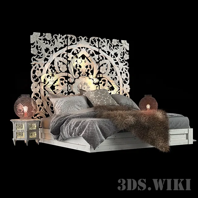 furniture – Wooden bed in classic style 3D Model