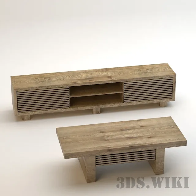 furniture – Wooden cabinet BUFFET PHONG with chair 3D Model