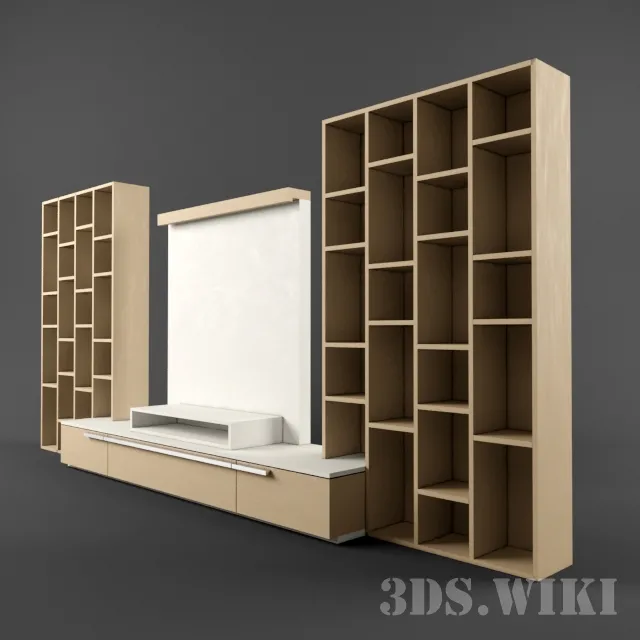 furniture – Wooden cabinet showcase with place for TV 3D Model furniture – Wooden cabinet showcase with place for TV 3D Model