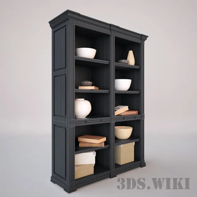 furniture – Wooden cabinet with shelves 3D Model