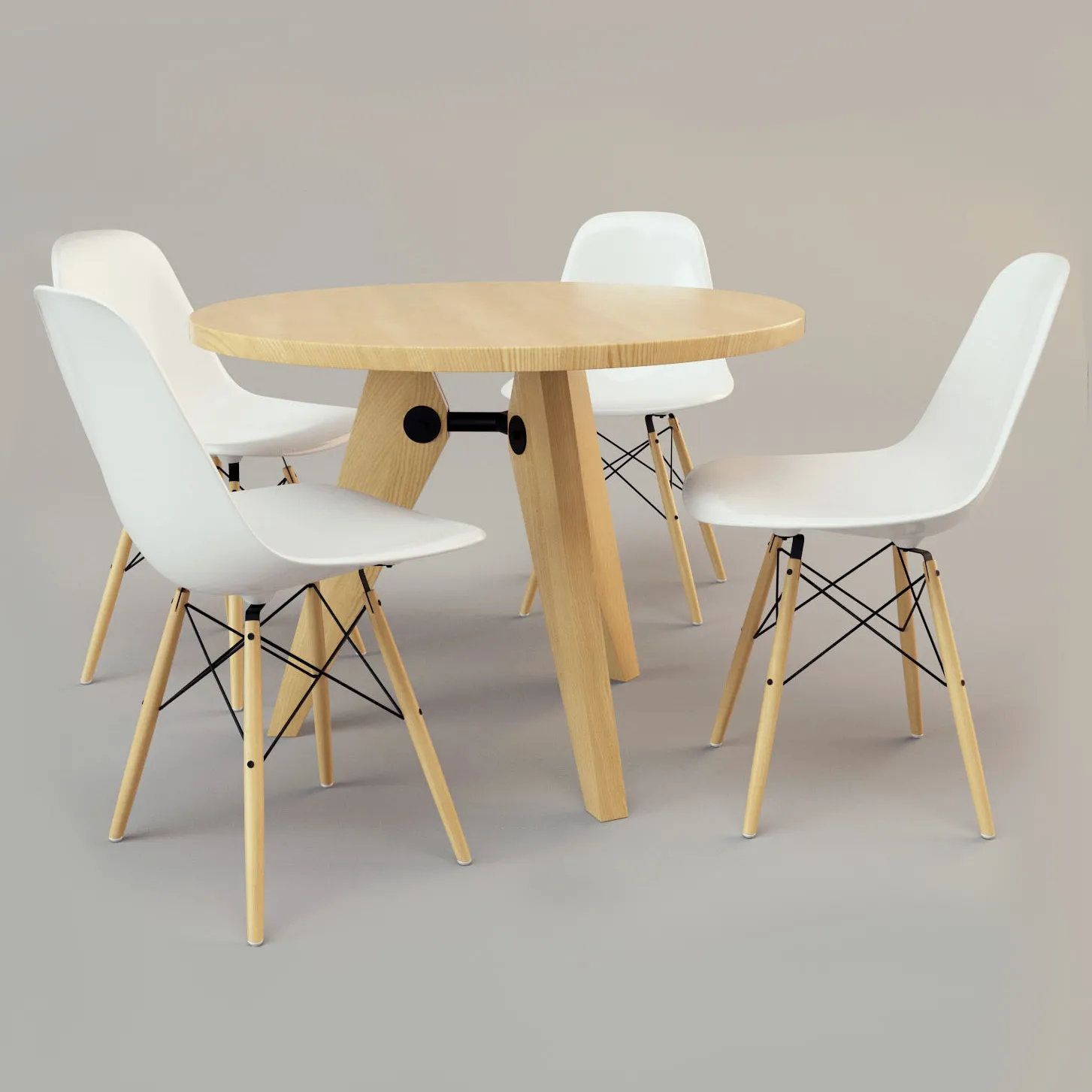 furniture – Wooden table with chairs 3D Model