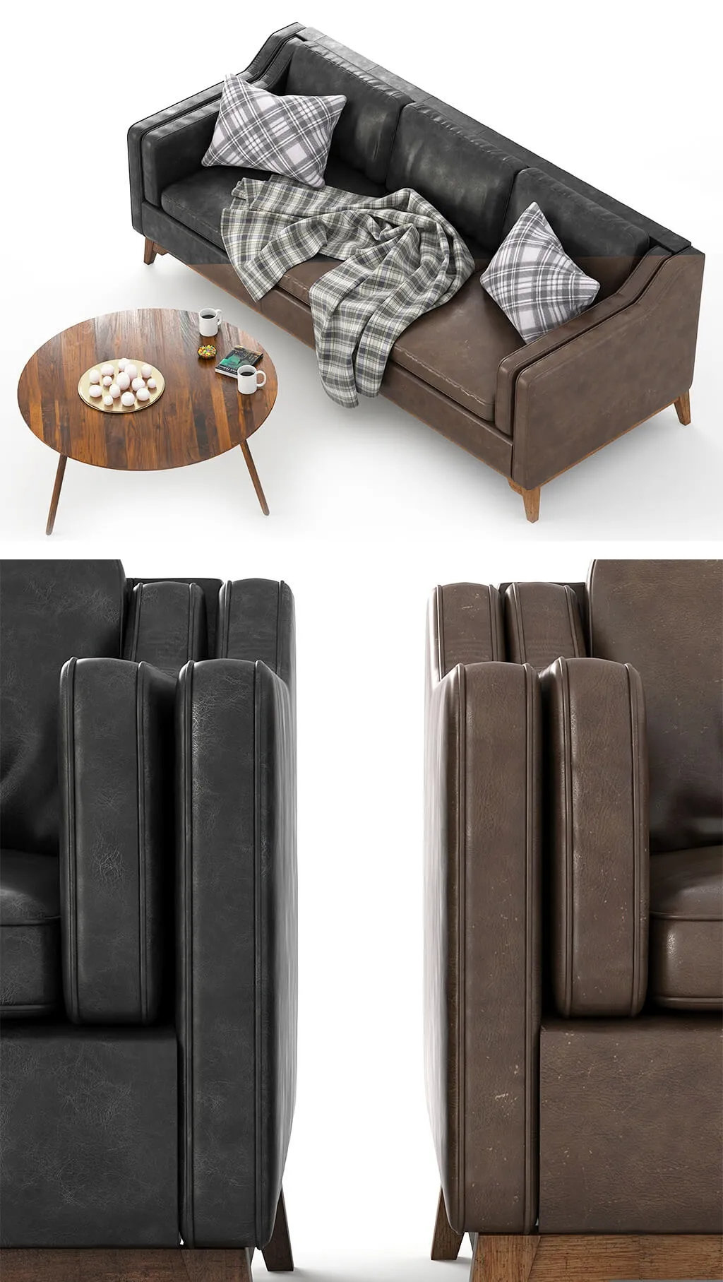 furniture – Worthington Sofa and Coffe Table Amoeba 3D Model