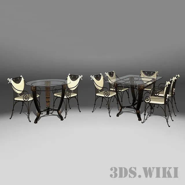 furniture – Wrought iron dining tables and chairs 3D Model