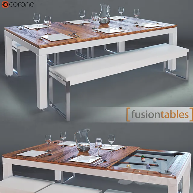 FUSIONTABLES METAL LINE Dining pools 3D Model