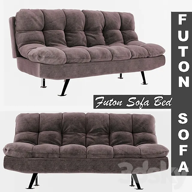 Futon Sofa Bed – Grey 3DModel Futon Sofa Bed – Grey 3DModel