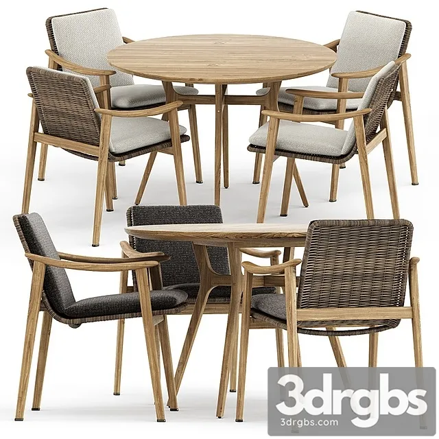 Fynn Outdoor Chair by Minotti and Ren Dining Table C1100 3D Model Download