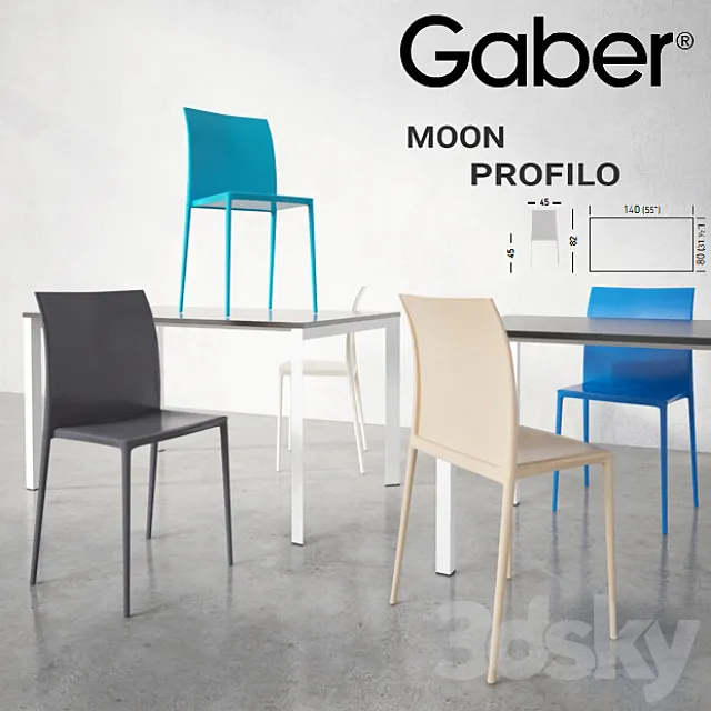 GABER Moon chair Profilo table 3DModel GABER Moon chair Profilo table 3DModel