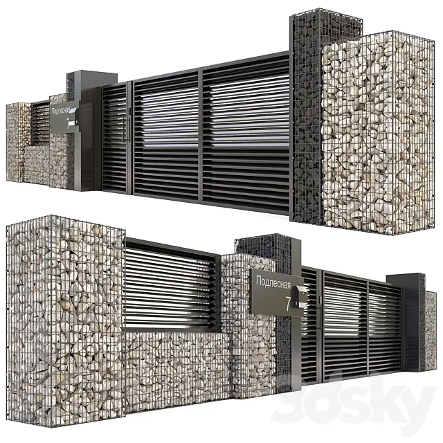 Gabion fence 3D Model Gabion fence 3D Model