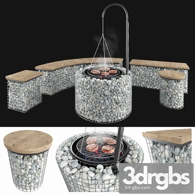 Gabion Fireplace Benches 3D Model Download Gabion Fireplace Benches 3D Model Download