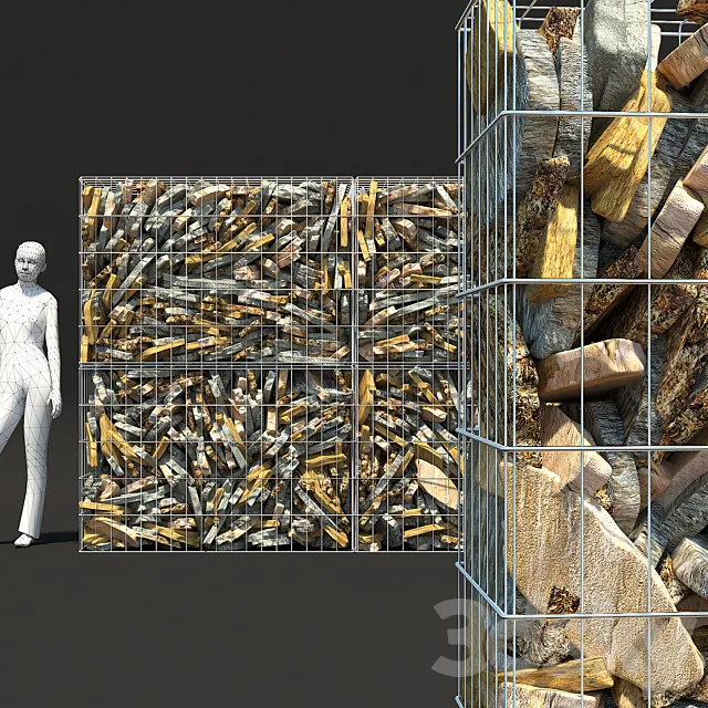 Gabion Flat Stone 3D Model Gabion Flat Stone 3D Model