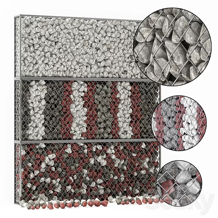 Gabion medium stone color 3D Model Gabion medium stone color 3D Model