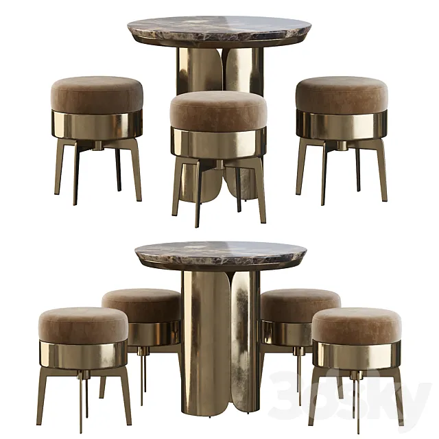 Gabriel Coffe Table and Feel Good Pouf 3DModel