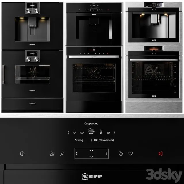 GAGGENAU AEG and NEFF double oven and coffeemaker collection 3D Model GAGGENAU AEG and NEFF double oven and coffeemaker collection 3D Model