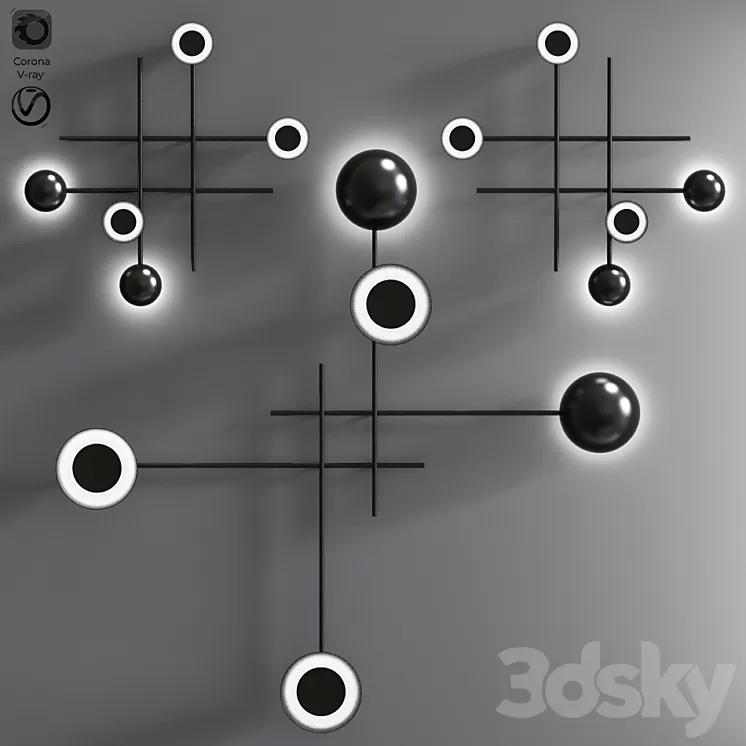 Gaia – Modern suspended or wall led lamp 3D Model Gaia – Modern suspended or wall led lamp 3D Model