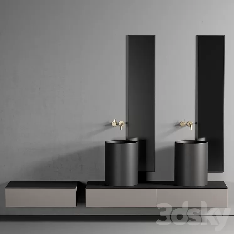 GALASSIA Core Countertop Ceramic Washbasin Set 1 3D Model GALASSIA Core Countertop Ceramic Washbasin Set 1 3D Model