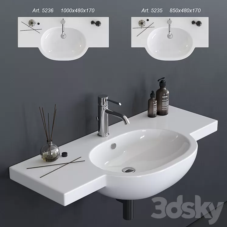 GALASSIA M2 Washbasin art. 5235 art. 5236 3D Model