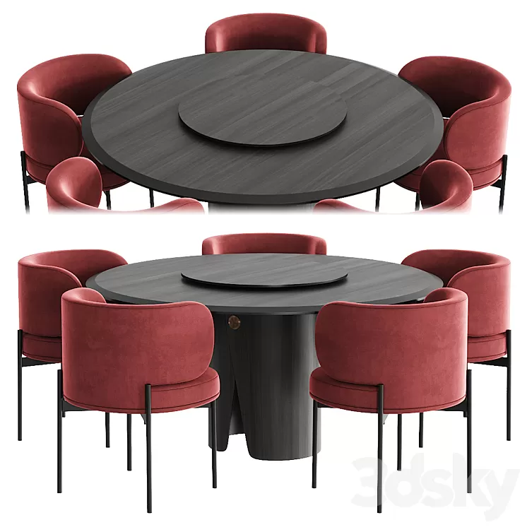 Gallotti & Radice Akiko + Manto Dinning Set 1 3D Model Free Download