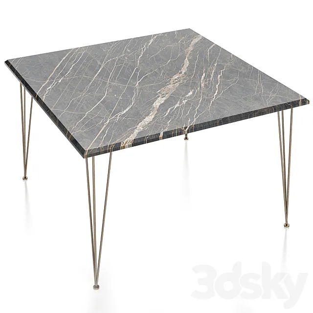 Gam Home FLAMINGO SQUARE COFFEE TABLE WITH COPPER LEGS 3D Model