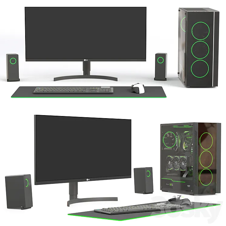 Gamer Set 2 PC 3D Model Free Download