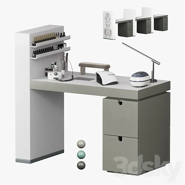 Gamma & Bross Gloss Manicure table Color 3D Model
