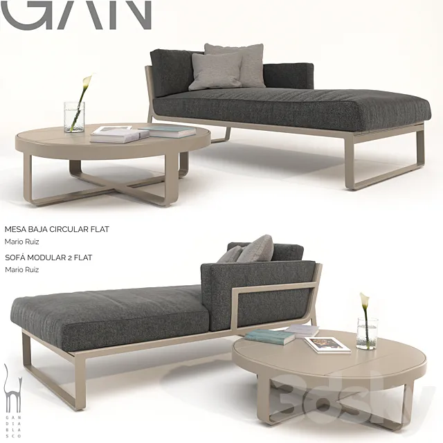 Gandia Blasco Modular Flat Sofa set 3D Model Gandia Blasco Modular Flat Sofa set 3D Model