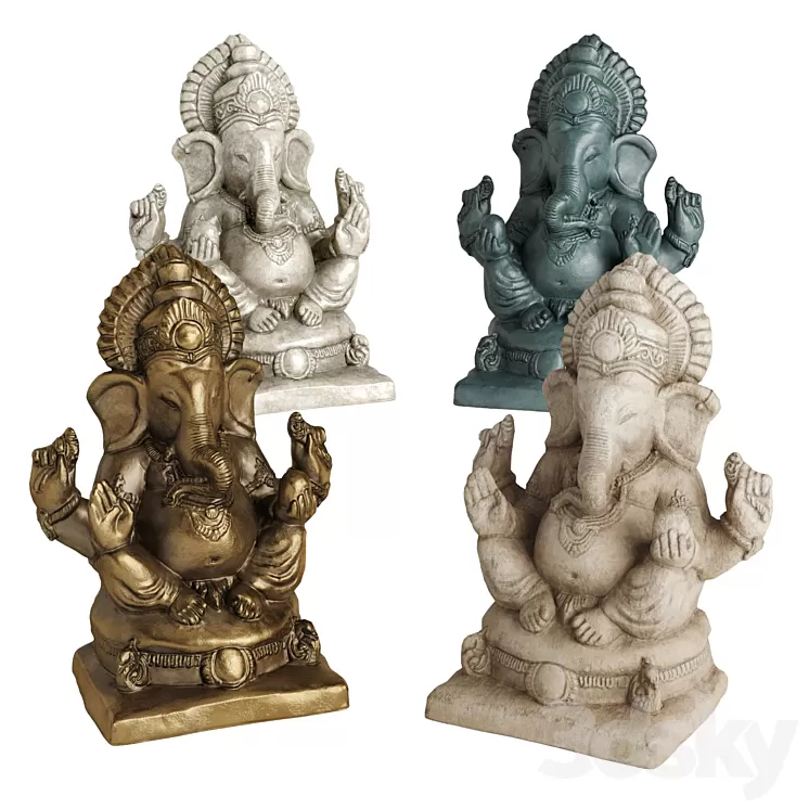 Ganesha sitting sculpture 3D Model Free Download