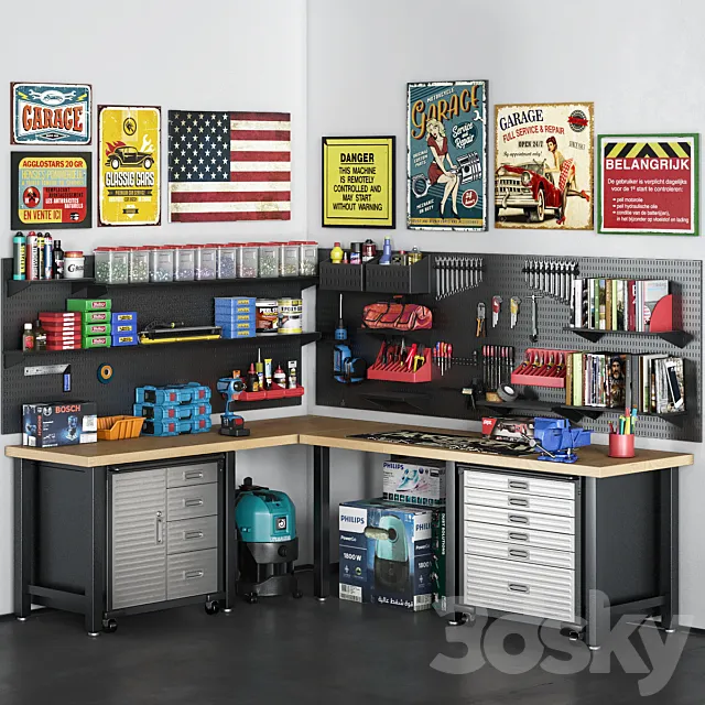 garage tools SET 15 3DModel garage tools SET 15 3DModel