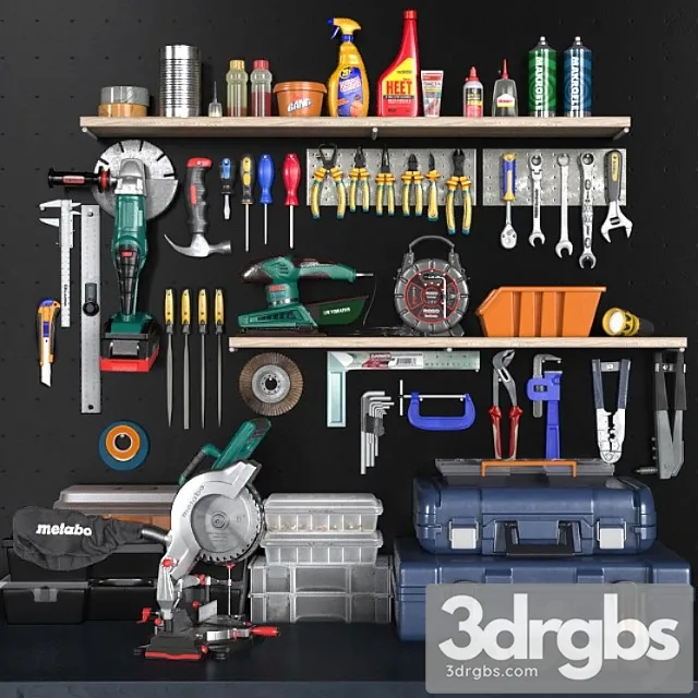 Garage tools set 2 3D Model Download