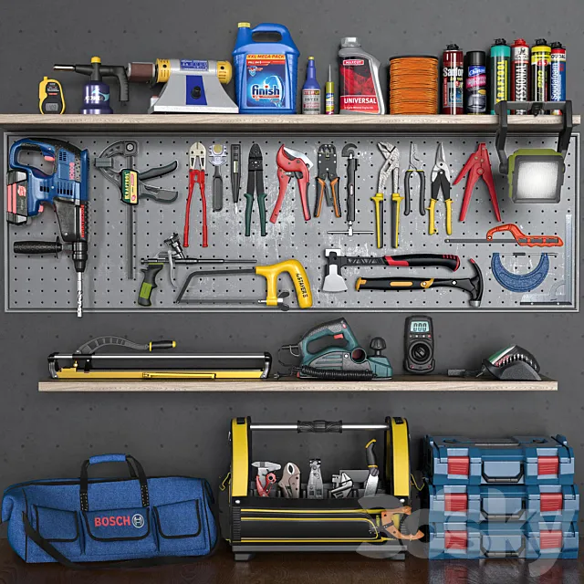 garage tools set 5 3D Model garage tools set 5 3D Model