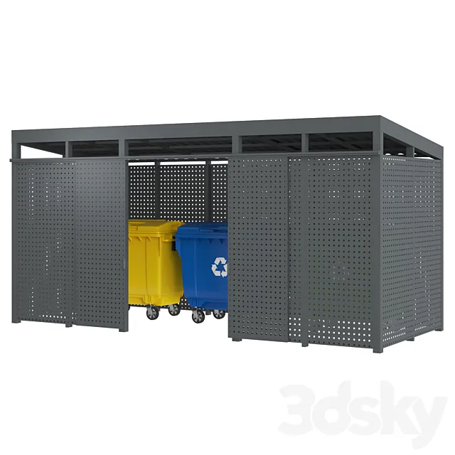 Garbage bins Metal box 3D Model Garbage bins Metal box 3D Model