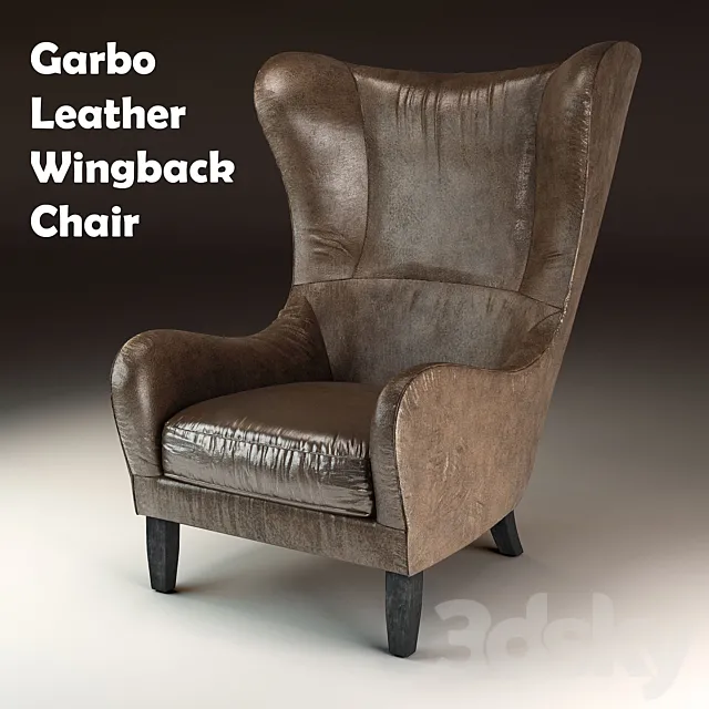 Garbo Leather Wingback Chair 3DModel