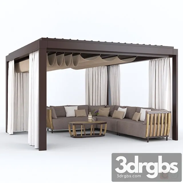 Garden Arbor With Sofa Eivissa Ethimo 3D Model Download