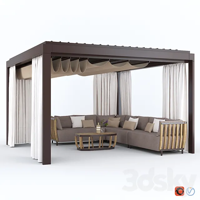 Garden Arbor with sofa Eivissa Ethimo 3DModel
