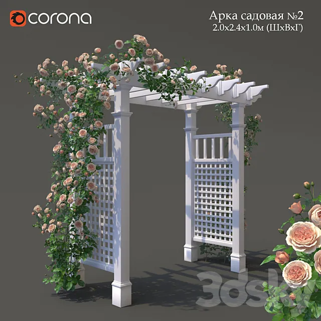 Garden Arch No. 2. Climbing Peony Rose 3D Model Garden Arch No. 2. Climbing Peony Rose 3D Model