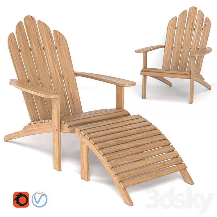 Garden chair deck chair 3D Model Garden chair deck chair 3D Model