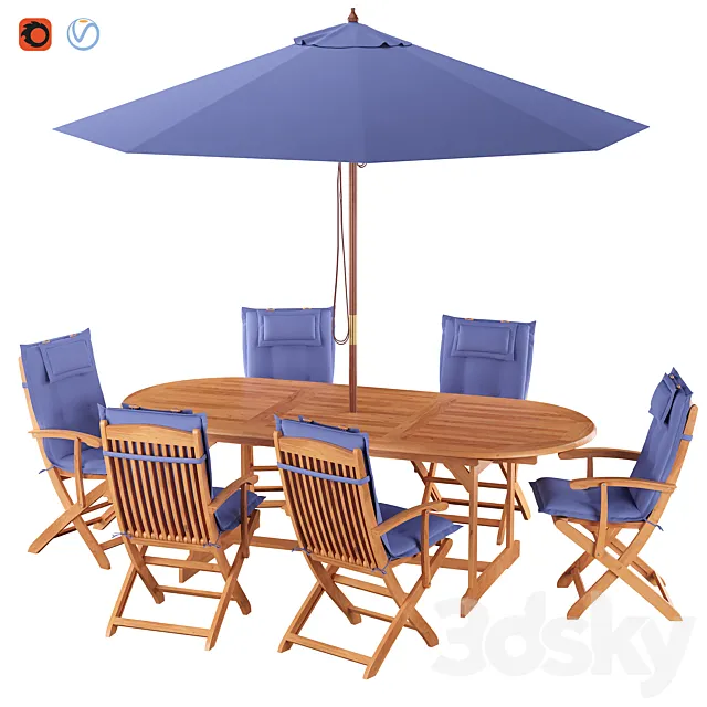 Garden dining set 3D Model