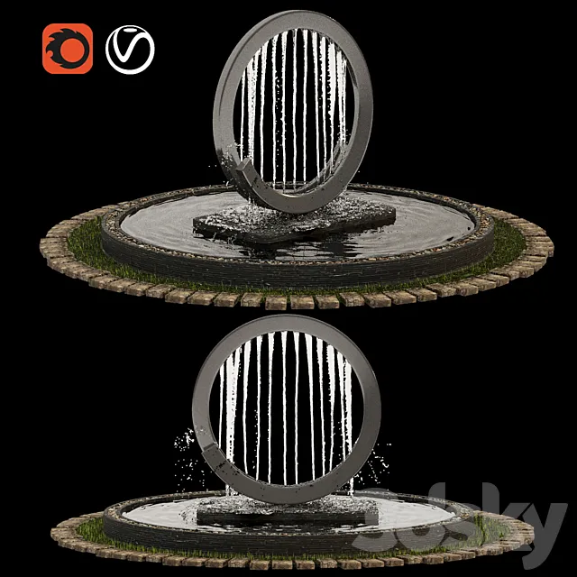 Garden Fountain 01 3D Model
