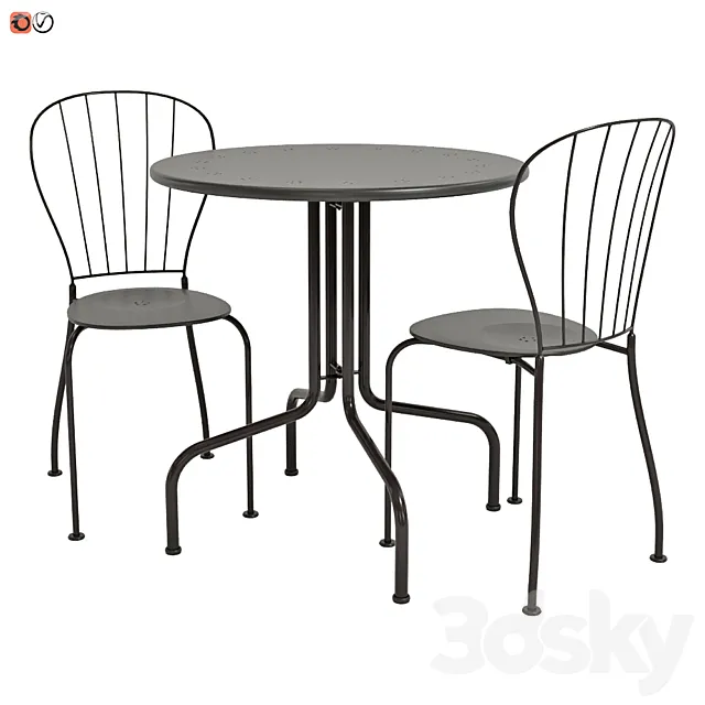 Garden furniture Ikea LEKKE table and chair 3D Model