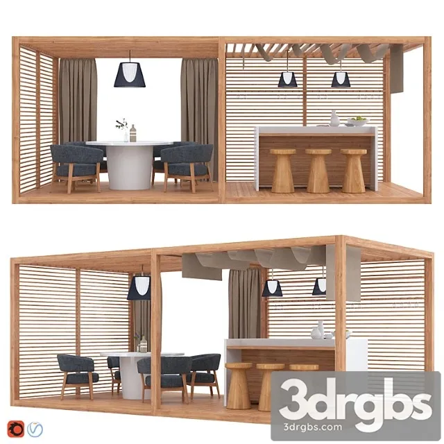 Garden gazebo zen light double by exteta 2 3D Model Download