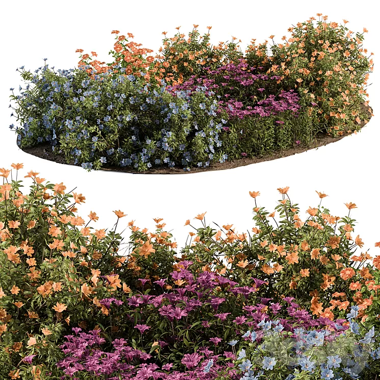 Garden Set colorful Flower Bush – Outdoor Plants Set 424 3D Model Free Download