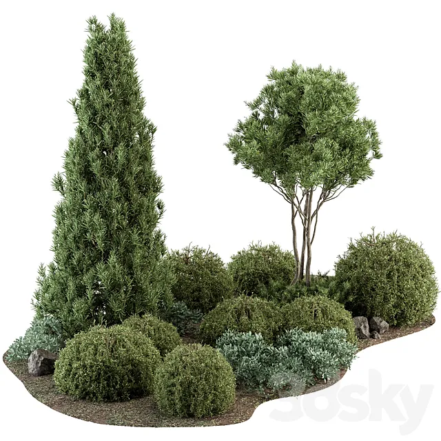 Garden Set Topiary and pine Plants – Outdoor Plants Set 410 3D Model Garden Set Topiary and pine Plants – Outdoor Plants Set 410 3D Model