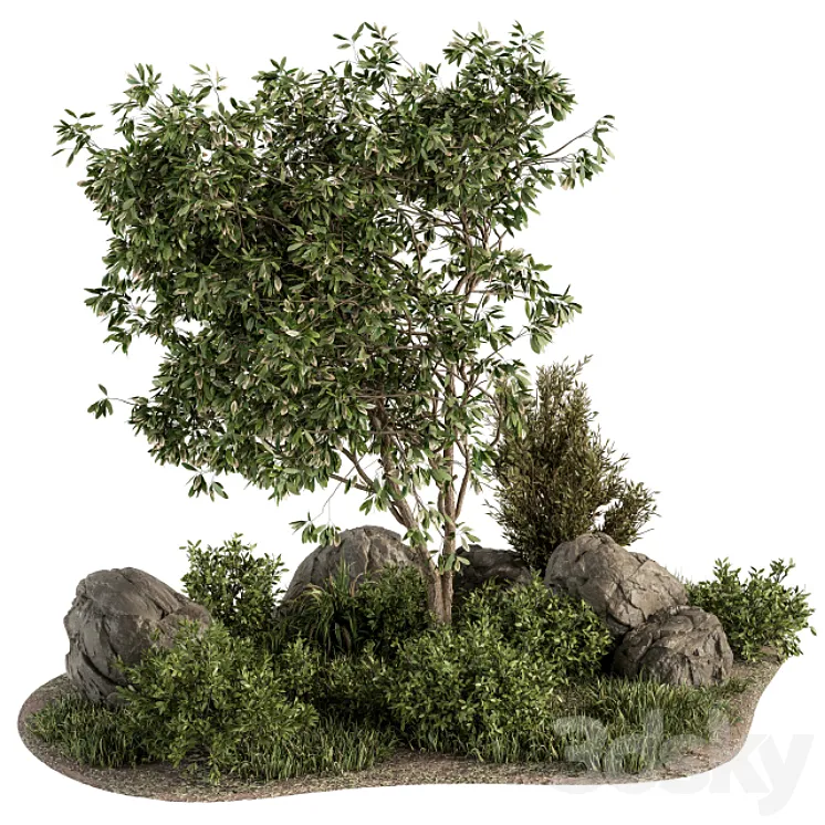 Garden set Tree and Bush – Garden Set 17 3D Model Free Download