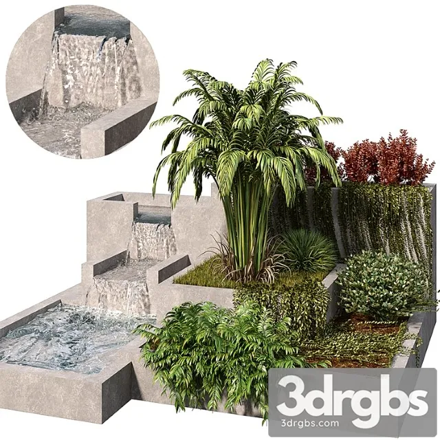 Garden set with water fountain 3D Model Download