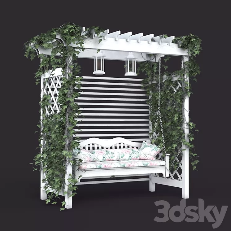 Garden swing in the style of Provence white 3D Model Garden swing in the style of Provence white 3D Model