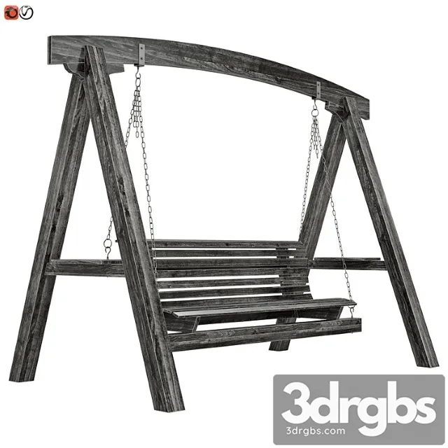Garden Swing Made Of Wood 2 3D Model Download